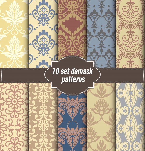 Collection Damask flower patterns (10 )