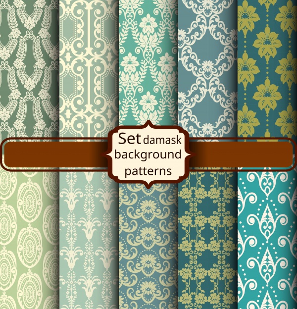 Collection Damask flower patterns (10 )