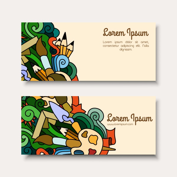 Bright banners with hand drawn parrots. For web design, cards, banners, brochures, business cards (40 )