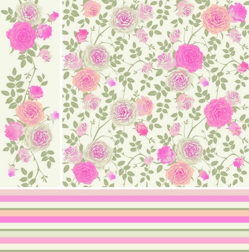 Vector Pink Roses Patterns   (12 )