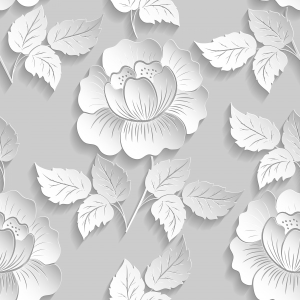     | Vector Flower Seamless Patterns. Paper cut #1 (27 )