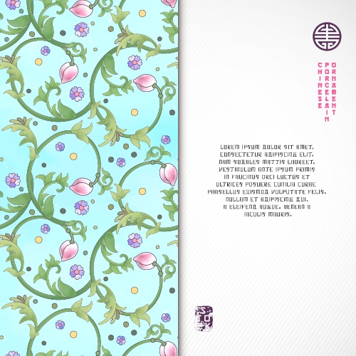 Lotus flowers and leaves are painted by watercolor background. Imitation of chinese porcelain painting #2 (22 )