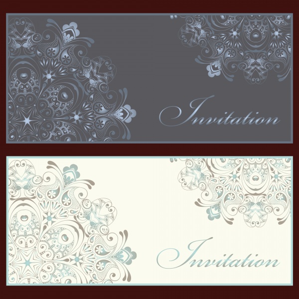      / Invitation with flowers and ornaments - vector (10 )