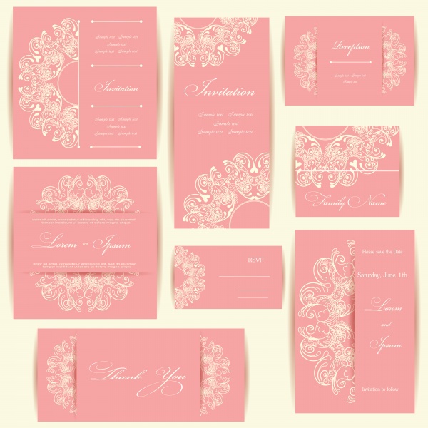      / Invitation with flowers and ornaments - vector (10 )