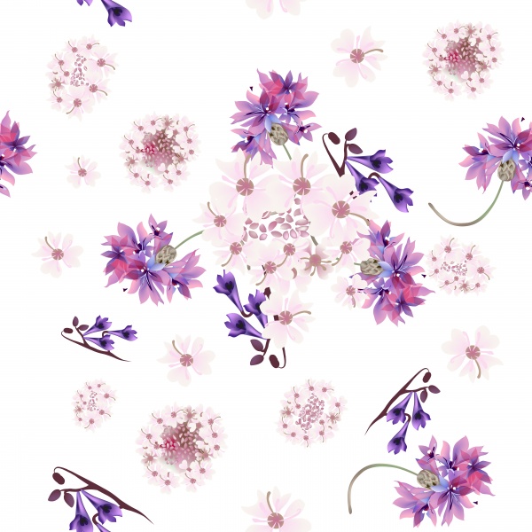 Floral clear background blue, pink and purple cornflowers (20 )