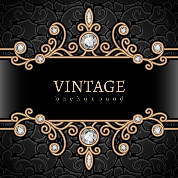 Black vintage background with gold decorative elements (21 )