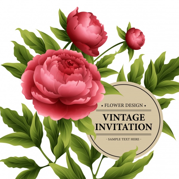 Vintage Floral Invitations Vector 7