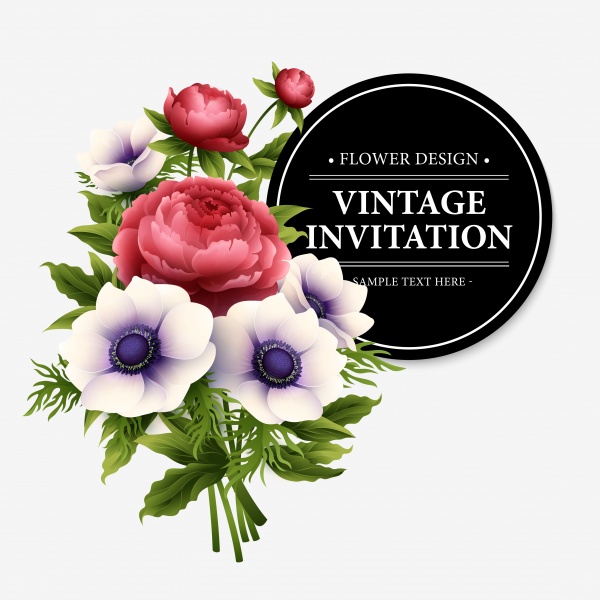 Vintage Floral Invitations Vector 7