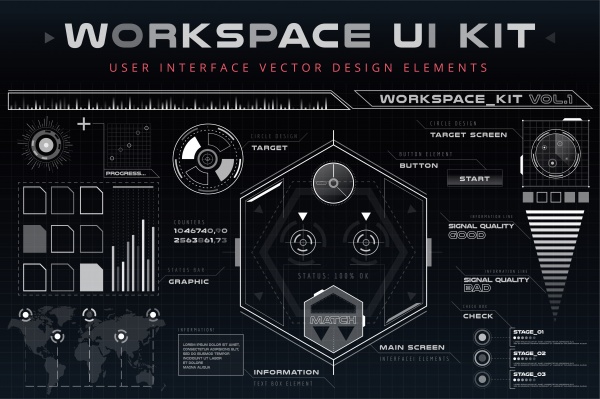 Futuristic HUD Background. Modern GUI warfare. Infographics HUD #1