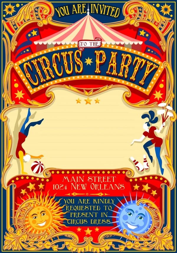 Circus Invitations Vector (8 )