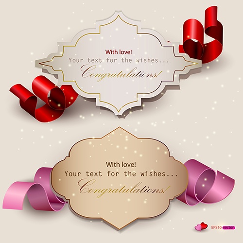 Vector background. Set of holiday banners with ribbons #1 (16 )