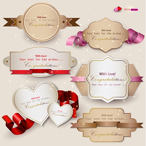 Vector background. Set of holiday banners with ribbons #1 (16 )