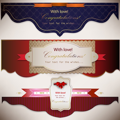 Vector background. Set of holiday banners with ribbons #2 (12 )
