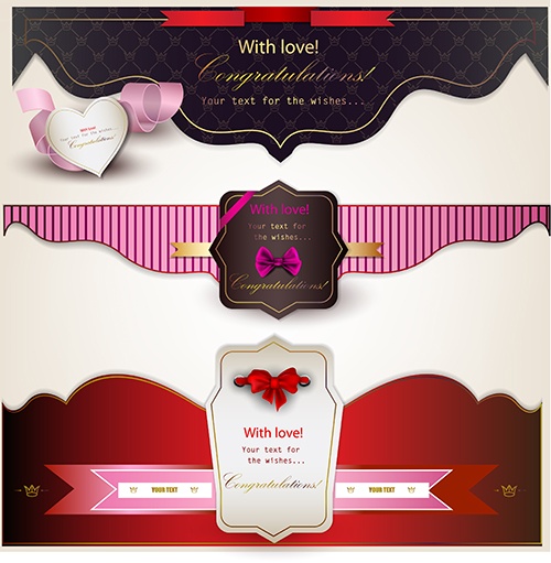 Vector background. Set of holiday banners with ribbons #2 (12 )