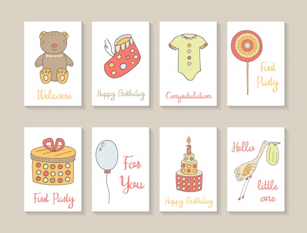 Cute Baby Shower Cards Vector (12 )
