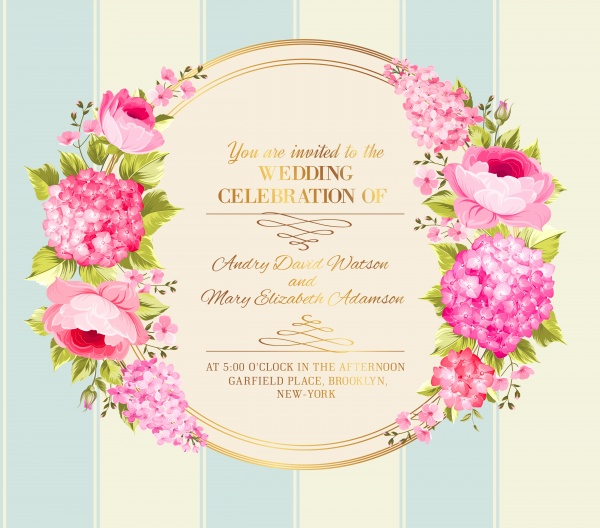 Elegant Wedding Invitations with Flowers Vector (12 )