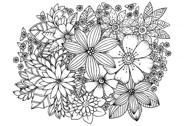   | Flower pattern Background. White and black floral doodles (51 )