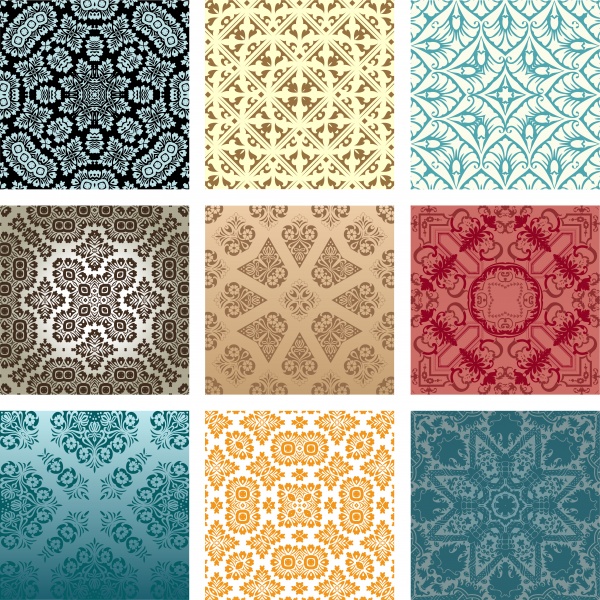 Бесшовные винтажные фоны с узорами | Seamless pattern vintage vector background #2 (12 файлов)