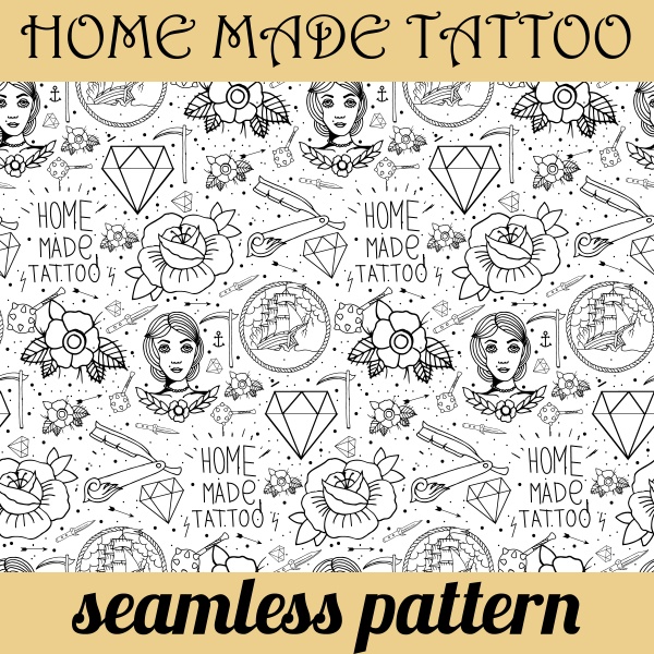 Tattoo seamless pattern (20 )