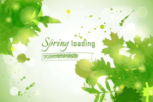Illustration with green watercolor for spring themes (44 )