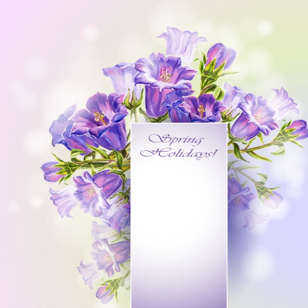 Flowers Backgrounds. Spring flowers invitation template card #2 (16 )