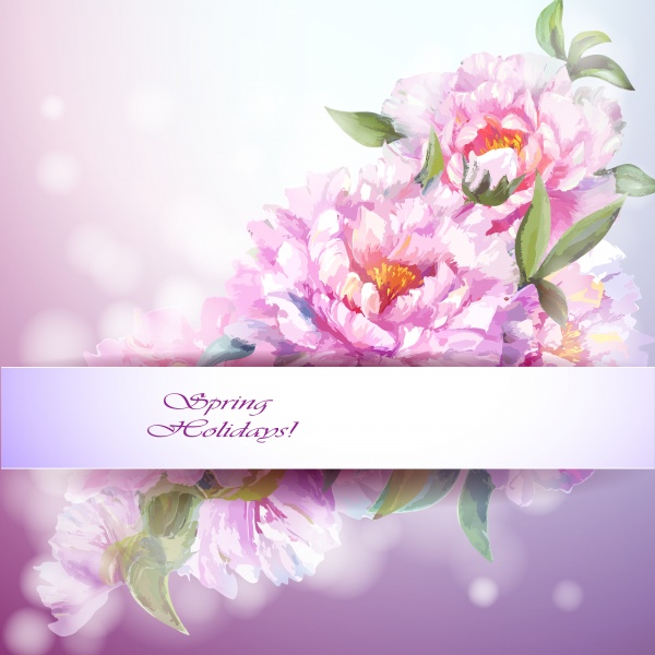 Flowers Backgrounds. Spring flowers invitation template card #3 (18 )