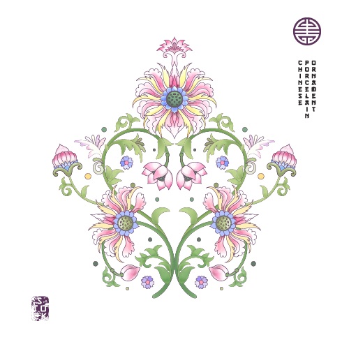 Lotus flowers and leaves are painted by watercolor background. Imitation of chinese porcelain painting #2 (22 )
