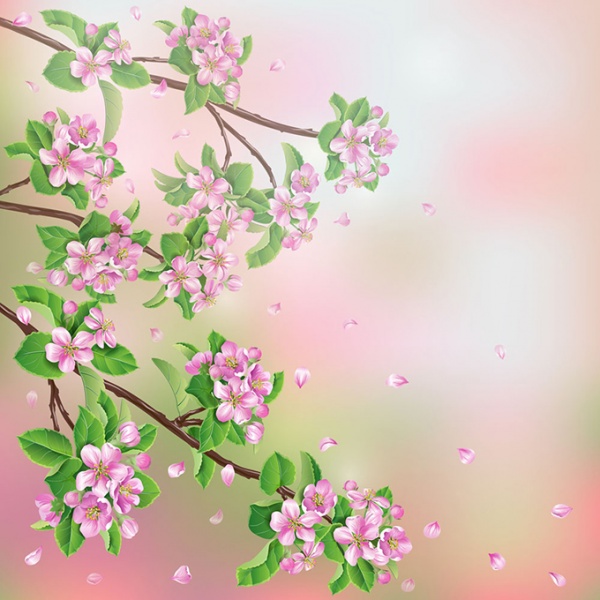 Romantic vector background with flowers #2 (50 файлов)