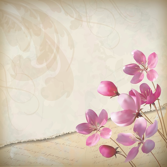 Romantic vector background with flowers #3 (64 )