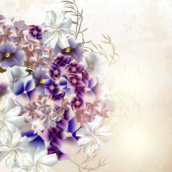 Floral vector illustration with flowers in watercolor style (14 )