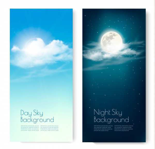 Night sky background with with crescent moon, clouds and stars (14 файлов)