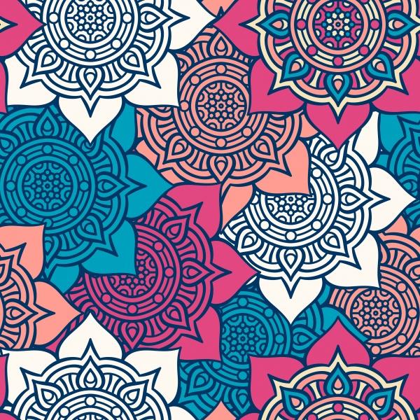 Seamless square patterns, ethnic floral seamless pattern, abstract ornamental pattern vector background (28 )