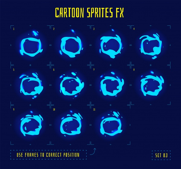 Sprites of energy explosion and light effect for game creation (50 )
